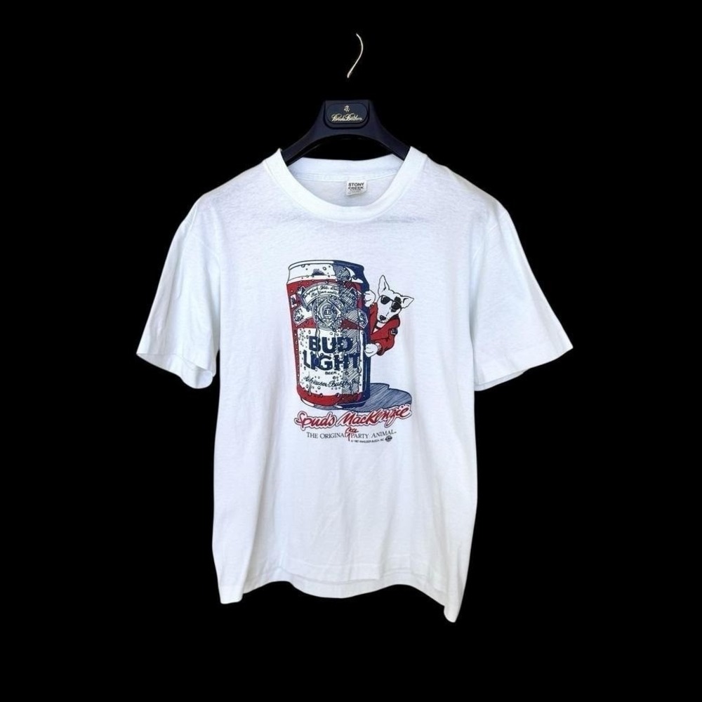 Vintage 80's Bud Light Spuds Mackenzie Graphic T Shirt Large Made In USA